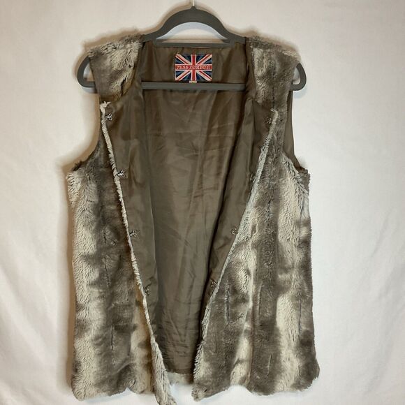 Miss London Vintage Faux Fur Vest Size Large - Picture 5 of 7